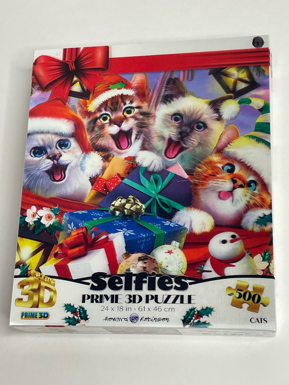 Selfies Prime 3D Puzzle 500 Pc Jigsaw Puzzle Christmas Cats NWT Sealed 24" X 18"